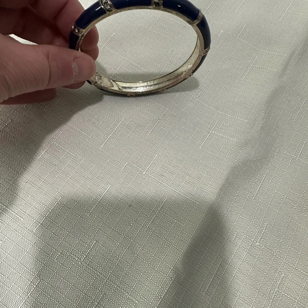 Blue and Silver Hinged Bangle